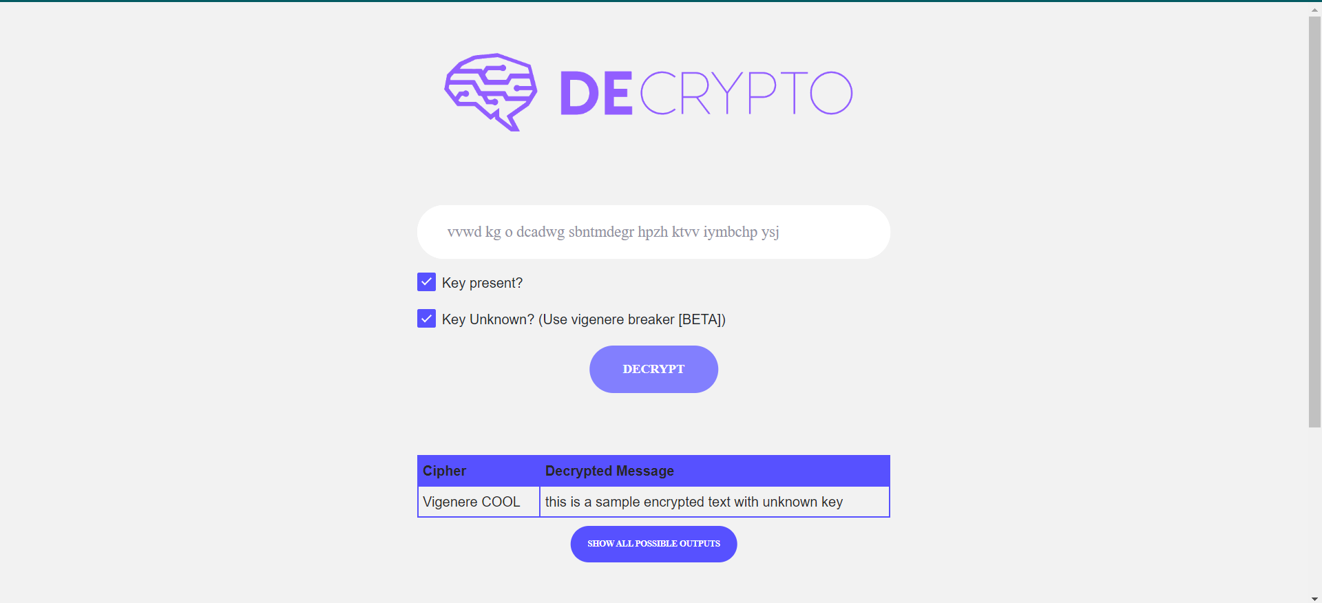 Decrypto project screenshot